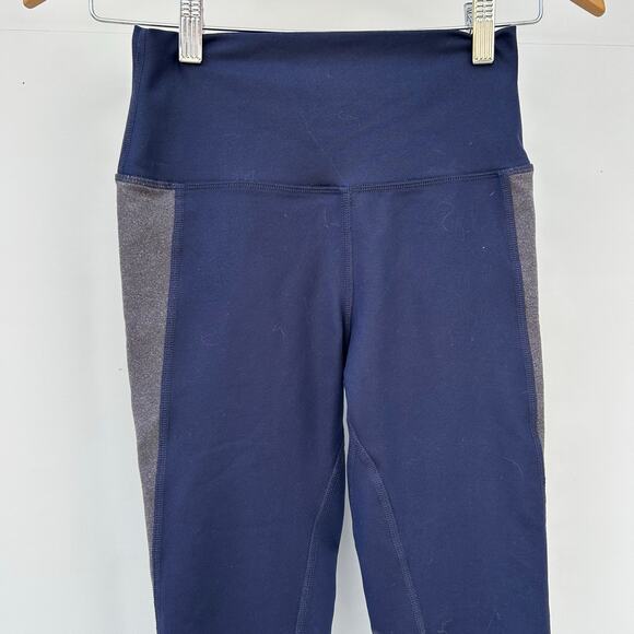 Alo Yoga Elevate Hi-Rise Navy Gray Grey Mesh Leggings XS Yoga Running Ankle - Picture 5 of 7